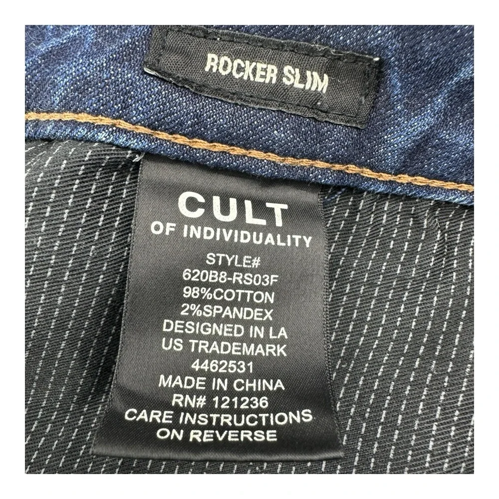 Cult of Individuality Rocker Slim Rare Patch Edition Jeans Blue Men's Size 44x33